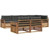 vidaXL Ensemble de canapés d'extérieur avec coussins 7 pièces Nature et Anthracite