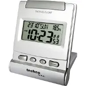 Technoline WQ 170 - Réveil de voyage, horloge à quartz, affichage de l'heure 12/24h, affichage de la date et du jour de la semaine avec fonction snooze et affichage de la température intérieure