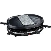 H.Koenig Appareil à raclette RP80 Multifonction 8 personnes Professionnel, Pierre Granit, Grill, Cuisine Fromage Fondue, Accessoires 8 poêlons antiadhésifs, Plaque amovible Facile à Nettoyer