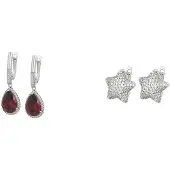 Faina Boucles d'oreilles rouge rubis / argent