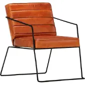 The Living Store Fauteuil en cuir véritable marron clair