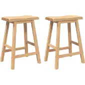 Syfax Tabourets de bar (lot de 2) en bois massif naturel et caoutchouc