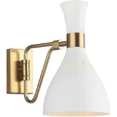 FEISS Applique murale Joan, blanc mat - laiton oxydé, 1xE27x60W, métal, dim. : 27,3 x 15,9 x 30,5 cm, IP20, Feiss