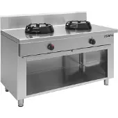 Saro Plaque de cuisson à gaz wok à fond ouvert, modèle CC/02, dimensions : L 1400 x P 700 x H 850