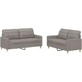 vidaXL Ensemble de canapés 2 pièces avec coussins Tissu Taupe