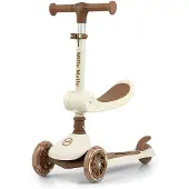 Milly Mally Scooter Fuzzy - Trottinette d'équilibre à trois roues avec siège, roues lumineuses LED, guidon réglable en hauteur, sûre et stable pour les enfants à partir de 18 ans