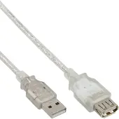 InLine 34618 Rallonge USB 2.0, prise mâle / prise femelle, type A, transparent, 2m