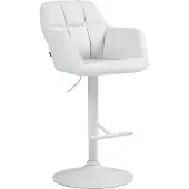 CLP Tabouret de bar Natoma en similicuir, réglable en hauteur, pivotant, avec accoudoirs et repose-pieds, pied en forme de trompette, hauteur 97-118 cm