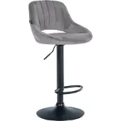 CLP Tabouret Milet, revêtement en velours, réglable en hauteur, pivotant, avec dossier | Couleur : gris foncé, structure : noir