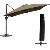 Happy Garden Parasol Déporté Molokai Carré 3x3m Taupe + Housse
