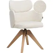 Beliani Chaise de salle à manger pivotante tapisserie beige clair dossier arrondi avec accoudoirs cuisine salle à manger style scandinave