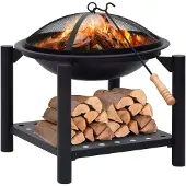 vidaXL Plateau de feu avec tisonnier 54x54x55 cm Acier