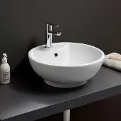 KIAMAMI VALENTINA LAVABO À POSER DESIGN ROND CÉRAMIQUE BLANC