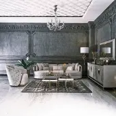 AEA Luxus Garnitur Stoffsofa Sessel Wohnzimmer Couchtische Set 7tlg Grau
