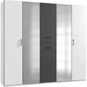 Wimex Armoire Lima 225x58x208cm blanc graphite avec tiroirs de pharmacie (17983)