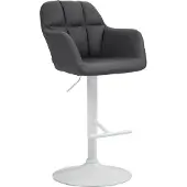 CLP Tabouret de bar Natoma en similicuir, réglable en hauteur, pivotant, avec accoudoirs et repose-pieds, pied en forme de trompette, hauteur 97-118 cm