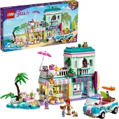 LEGO 41693 Friends Maison de plage des surfeurs Jouets pour filles et garçons à partir de 6 ans, maison de poupées avec mini-poupées