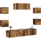 Syfax Ensemble de meuble TV mural 5 pcs vieux bois