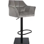 CLP Tabouret de bar Damaso B - revêtement en velours, structure noire - Gris