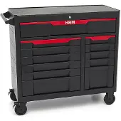 HBM Chariot à outils 12 tiroirs, 106 cm, noir