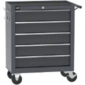 HBM Chariot à outils 5 tiroirs, 62 cm, gris