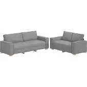 Syfax Ensemble de canapé 2 pcs avec coussins en tissu gris clair