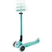 Globber ELITE GLOW LIGHTS - trottinette enfants, 120/80 mm, 3 roues, réglable, roues lumineuses LED, effet glow, menthe foncée