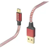 Hama Câble de charge "Reflective", USB-A - micro-USB, 1,5 m, nylon, rouge