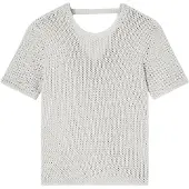 Armani Exchange pour femme. XW001895AF21577O1004 Jersey perforé avec fil de lurex beige (L), Casuel, Coton, Manche courte