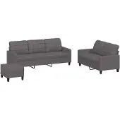 vidaXL Ensemble de canapés 3 pièces avec coussins Gris Similicuir