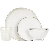 Excellent houseware Service de table en céramique , 16 pièces, blanc
