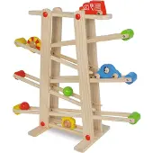 Eichhorn 100002029 Grand circuit à billes en bois de pin, 7 pièces, avec 6 éléments de roulement, circuit à billes pour les enfants à partir de 1 an, dimensions : 67 x 56 cm