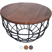 Abato Table basse Lexington Salon Dallas Ø 55cm bois massif bassano