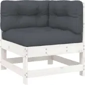 Syfax Canapé d'angle avec coussins blanc bois de pin solide
