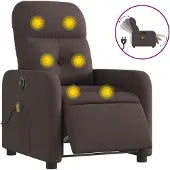 vidaXL Fauteuil de massage électrique Tissu marron foncé