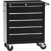 HBM Chariot à outils 5 tiroirs, 62 cm, noir