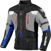 Berik Veste textile imperméable 3 en 1 Dakota pour moto, noire/grise/bleue, taille 52