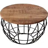 Abato Table basse durable ronde salon bois massif London 55cm tabacco