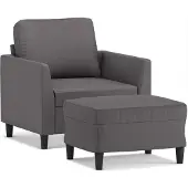 vidaXL Fauteuil avec repose-pied Gris 60 cm Similicuir