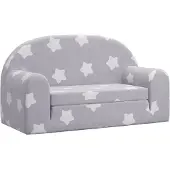 vidaXL Canapé-lit pour enfants 2 places gris clair avec étoiles Peluche douce