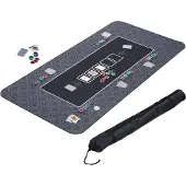 Relaxdays Tapis de poker 180 x 90 cm, Texas Hold'em, grand tapis de table de poker, antidérapant, polyester, accessoires de poker, noir