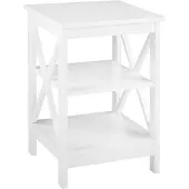 Beliani Table d'appoint blanche 40 x 40 cm Plateau en MDF cadre laqué mat supports latéraux en forme de X carrés modernes