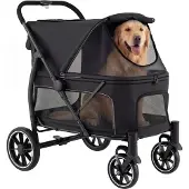 Northix Poussette pliable pour chien avec roues tout-terrain, noire