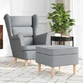 Prolenta Maison Exclusive - Fauteuil avec repose-pieds, tissu gris clair