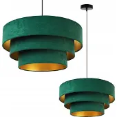 Light11 HOME Suspension Lustre Velours doré Abat-jour