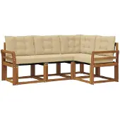 vidaXL Ensemble de salon de jardin, 4 pièces, couleurs naturelles et beige