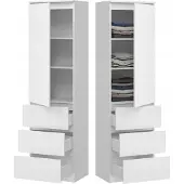 BDW , Armoire avec 3 tiroirs, 50×180,5×40 cm, blanc