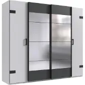 Wimex Armoire coulissante Stockholm, 225x65x210 cm, blanc et graphite (18881)