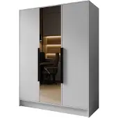 MargaretHadas24 Armoire Goya II 150 cm avec miroir (blanc, poignées noires)