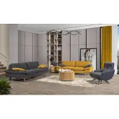 AEA Grau-Gelbe Wohnzimmer Sitzmöbel Luxus 2x 3-Sitzer Couchen Einsitzer 3tlg